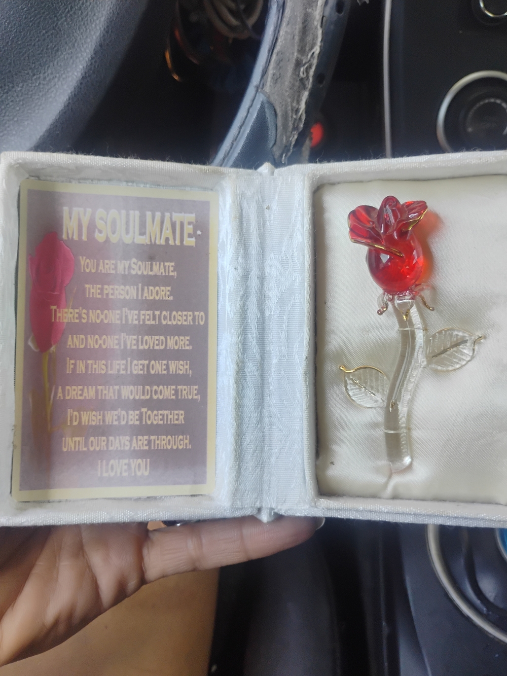 Red Glass Rose Vintage